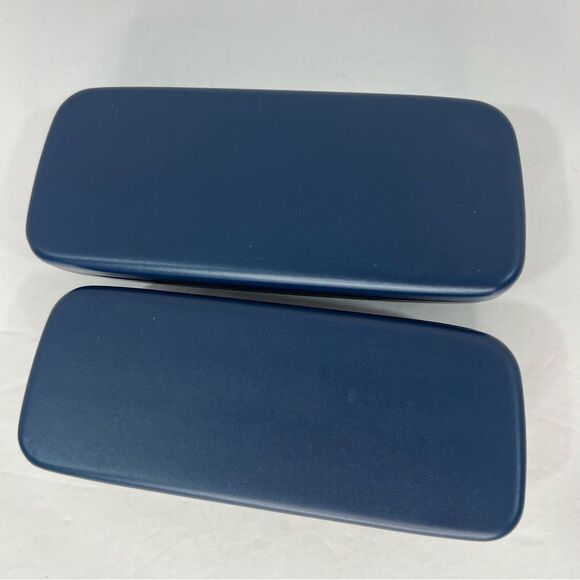 New! Lacoste Hard Case For Eyeglasses Blue Leather Clam Shell Case Bundle of 2 - Picture 2 of 7